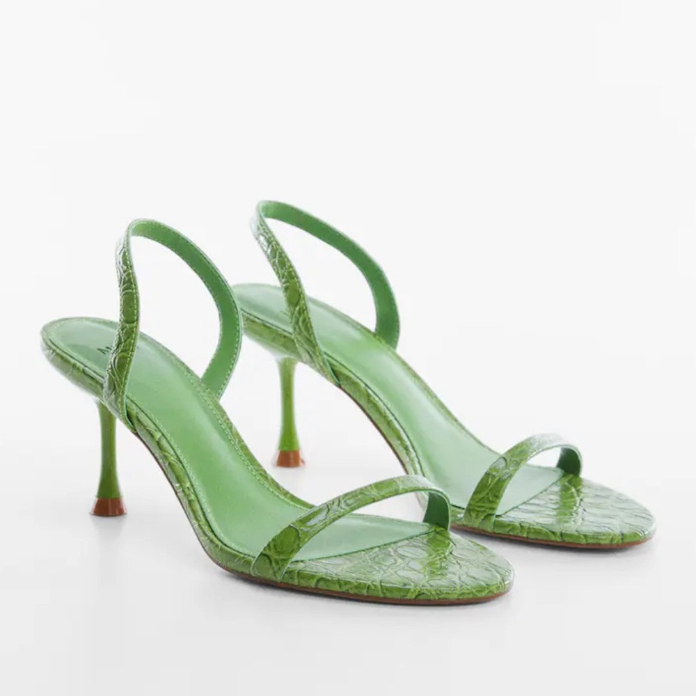 Mango Heel Croc-Effect Sandals